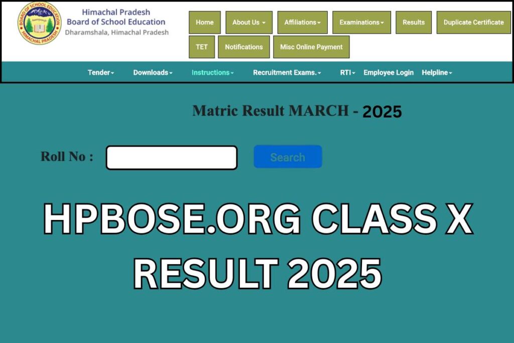 hpbose.org Class X Result 2025